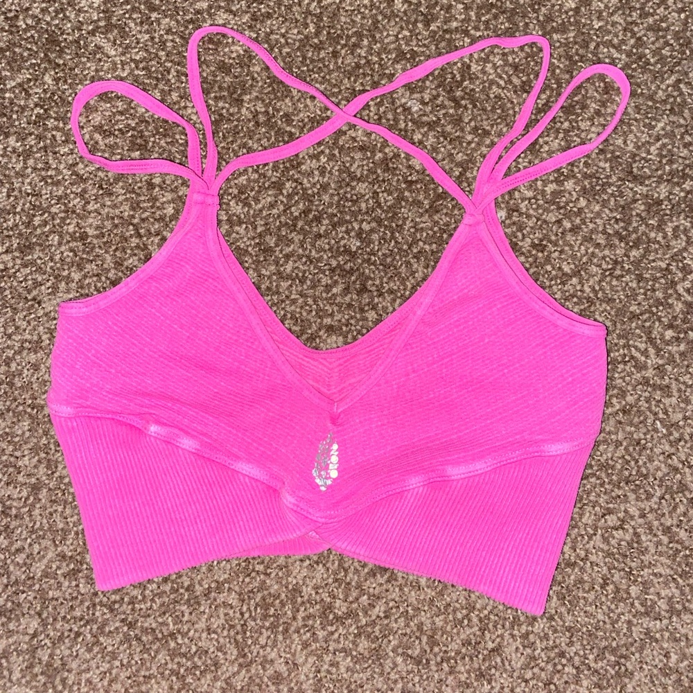 Hot pink free people Strappy longline bra
